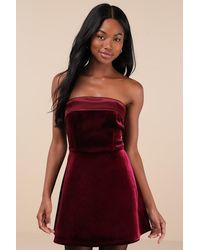 Lulus - Captivating Admiration Velvet Strapless Mini Dress - Lyst