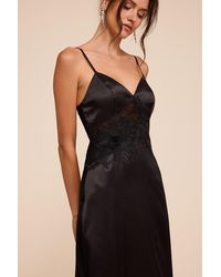 Lulus - Kimberly Satin Crochet Lace Slip Midi Dress - Lyst