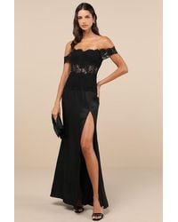 Lulus - Exceptionally Exquisite Lace Off-The-Shoulder Maxi Dress - Lyst