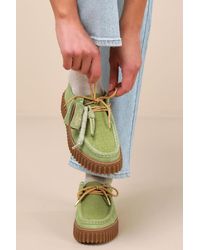 Clarks - Torhill Bee Apple Suede Leather Flatform Lace-Up Loafers - Lyst