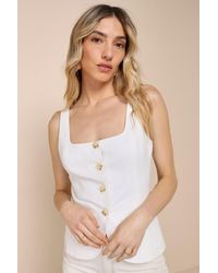 Lulus - Poised Impulse Sleeveless Button-Front Vest Top - Lyst