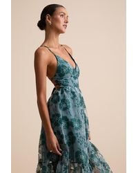 Lulus - Feeling Like Forever Jacquard Organza Lace-Up Midi Dress - Lyst