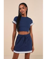 Lulus - Sweet Score Ruffled Drawstring High-Rise Mini Skirt - Lyst
