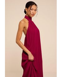 Lulus - Marta Dark Pleated Backless Maxi Dress - Lyst