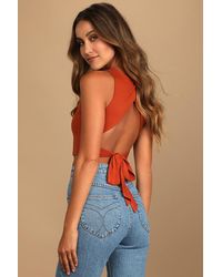Lulus - Let's Tie It Tie-Back Cropped Tank Top - Lyst