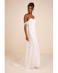 Lulus - Faye Embroidered Lace Off-The-Shoulder Maxi Dress - Lyst