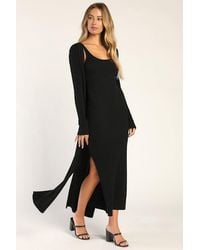 Lulus - Layer Lover Ribbed Knit Two-Piece Dress & Cardigan Set - Lyst