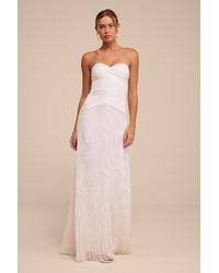 Lulus - Quinn Pleated Drop Waist Wedding Dress - Lyst