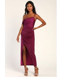 Lulus - Showing Off A Little Asymmetrical Tulip Midi Dress - Lyst