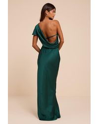 Lulus - Tamaya Satin One-Shoulder Maxi Dress - Lyst