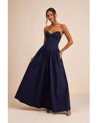 Lulus - Almeria Strapless Lace-Up Maxi Dress - Lyst