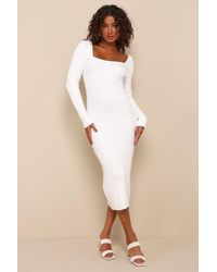Lulus - Gleaming Babe Ribbed Knit Pearl Midi Sweater Dress - Lyst