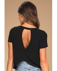 Lulus - Boosted Basic Ribbed Cutout Short Sleeve Top - Lyst