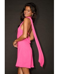 Lulus - Isloda One-Shoulder Backless Sash Mini Dress - Lyst