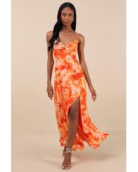 Lulus - Beautiful Soul Floral Print Twist-Front Maxi Dress - Lyst