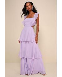 Lulus - Elegant Event Ruffled Tie-Back Tiered Maxi Dress - Lyst