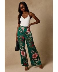 Lulus - Thriving Vibes Floral Print Satin Wide-Leg Pants - Lyst