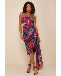 Lulus - Uncommon Aesthetic Floral Strapless Bodycon Midi Dress - Lyst