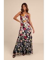 Lulus - Rosario Multi 3D Floral Embroidered Maxi Dress - Lyst