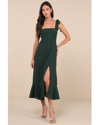 Lulus - Summer Invite Tie-Strap Tiered Midi Dress - Lyst