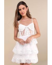 Lulus - Exquisite Drama Embroidered Sequin Tiered Mini Dress - Lyst