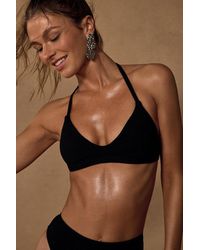Lulus - Sandy Messages Ribbed Halter Bralette Bikini Top - Lyst