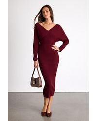 Lulus - Bixby Ribbed Surplice Bodycon Midi Dress - Lyst