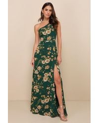 Lulus - Elegant Admiration Floral One-Shoulder Maxi Dress - Lyst