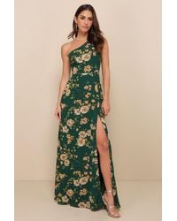Lulus - Elegant Admiration Floral One-Shoulder Maxi Dress - Lyst