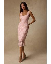 Lulus - Elani Floral Burnout Trumpet Midi Dress - Lyst