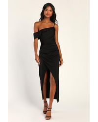 Lulus - Showing Off A Little Asymmetrical Tulip Midi Dress - Lyst