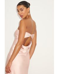 Lulus - Effortless Bliss Satin Strapless Cowl Back Midi Dress - Lyst