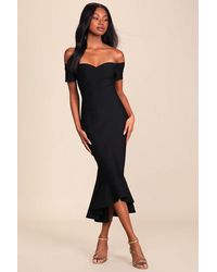 Lulus - How Much I Care Off-The-Shoulder Midi Dress - Lyst