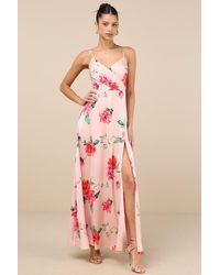 Lulus - Radiant Occasion Floral Satin A-Line Maxi Dress - Lyst