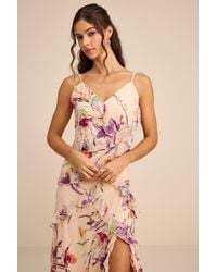 Lulus - Neline Multi Abstract Ruffled Maxi Dress - Lyst