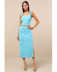 Lulus - Arcelia Ruffled High-Rise Midi Skirt - Lyst