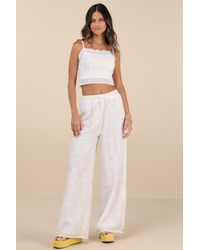 Lulus - Anthoula Eyelet Embroidered Drawstring Pants - Lyst