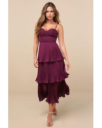 Lulus - Cascading Crush Tiered Bustier Midi Dress - Lyst