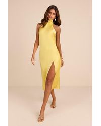 Lulus - Exceptional Status Halter Backless Slip Midi Dress - Lyst