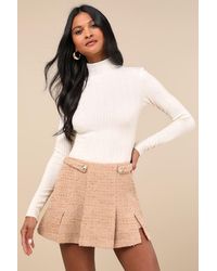 Lulus - Idyllic Option Pointelle Knit Mock Neck Sweater Top - Lyst