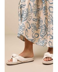 Lulus - Kellon Raffia Knotted Slide Sandals - Lyst