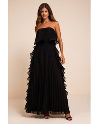 Lulus - Andri Pleated Ruffled Maxi Dress - Lyst