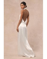 Lulus - Meliana Satin Halter Backless Maxi Dress - Lyst