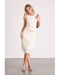 Lulus - Malise Cream Textured Lace Mid-Rise Skirt - Lyst