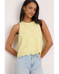 Lulus - Pleasant Personality Floral Embroidered Crew Neck Tank - Lyst