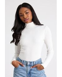 Lulus Basics - Wilde Ribbed Long Sleeve Mock Neck Bodysuit - Lyst