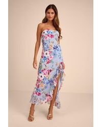 Lulus - Melissa Multi Floral Ruffled Midi Dress - Lyst