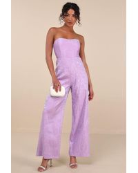 Lulus - Ciela Textured Strapless Wide-Leg Jumpsuit - Lyst