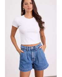 Daze Denim - Coranado Medium Wash Denim Pleated Shorts - Lyst