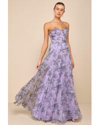Lulus - Most Beautiful Day Multi Floral Print Organza Maxi Dress - Lyst